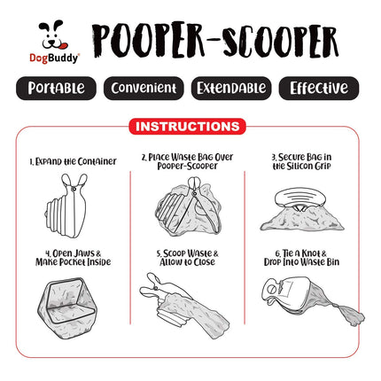 Recogedor de excrementos portátil para perros, con adaptador para bolsas, clip para correa y bolsas incluidas (Medium, Kiwi)