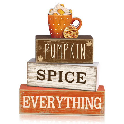 4 Pcs Thanksgiving Table Decor Wooden Stacked Maple Leaf Fall Decor