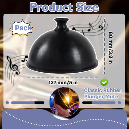 Trumpet Plunger Mute Comaptible with Mutec MHT160, Rubber Wah-Wah Plunger Mute for Bb & C Trumpet and Trombone, Classic Jazz Sound, Lightweight Durable Design