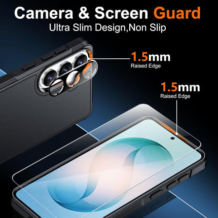 Designed for Samsung Galaxy S26 Case, [10 FT Military Grade Drop Protection], 2 Pack [Tempered Glass Screen Protector+Camera Lens Protector] Heavy Duty Shockproof Case,Black