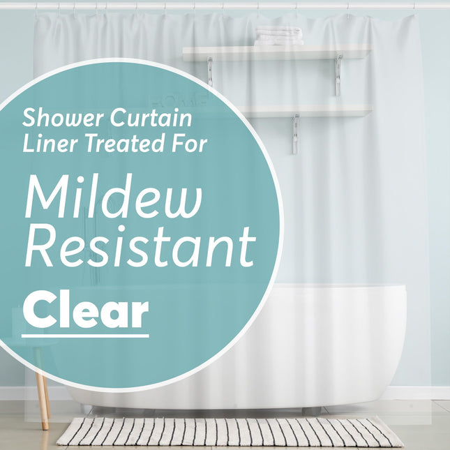 Clear Shower Curtain - 72x72 Odorless Plastic with Magnets, Washable Long Bathroom Curtain - PEVA Waterproof Bath