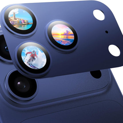 MAGIC JOHN 2 Pack Camera Lens Protector for iPhone 17 Pro Max, Full Coverage, Metal Aluminum Alloy Camera Lens Film, HD Clear, Scratch Resistant, Case-Friendly, Blue