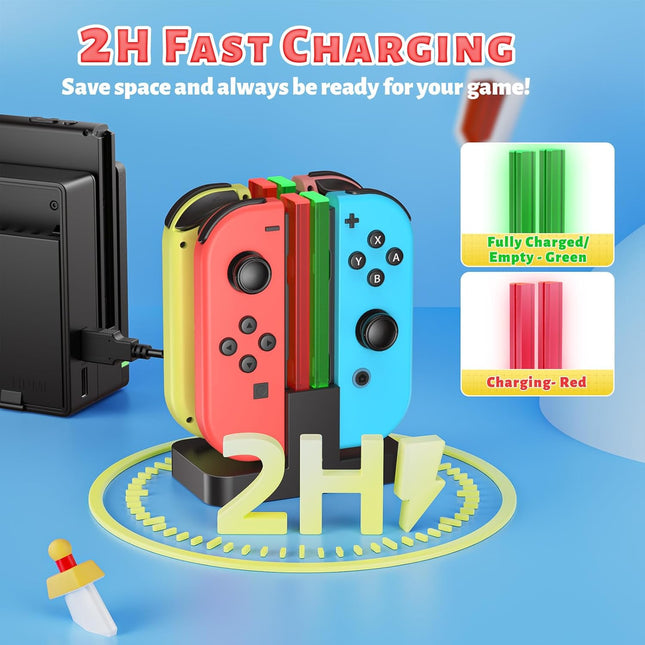 Charging Dock Compatible with Nintendo Switch for Joy Con & OLED Model Controller with Lamppost LED - photo 2