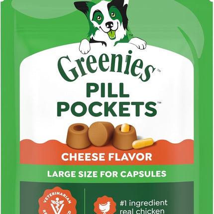 Greenies Pill Pockets for Dogs Large Size, Dog Treat Pouch for Capsule Medication, Cheese Flavor, 7.9 oz. Pouch