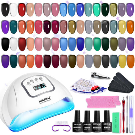 Gel Nail Polish Kit with U V Light 32 Colors Gel Polish Nail + 4 Functional Adhesive Bottles Kit Soak - photo 8