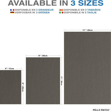 Pelle Patch - Leather Repair Patch for Car Seat - 25 Colors Available - Original 8x11 - Medium Grey