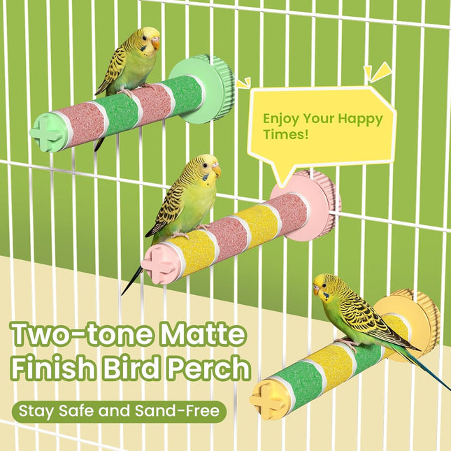 Bird Perch Stand Sandblasted Rough-Surface Cage Accessories,Parrot Beak & Claw Grinding Stone - photo 2