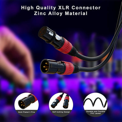 XLR Cables, XLR Microphone Cable 1.5 ft 4 Pack, Gold-Plated 3-pin XLR Speaker Cable Male to Female Balanced Mic Cable Short (1.5Foot)