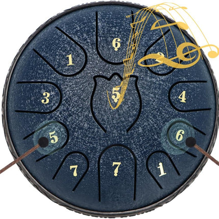 Steel Tongue Drum 6 Inche 11 Note Steel Drums Rain Chime,Raindrop Drum,Rain Drum for Outside Garden（Dark Blue）