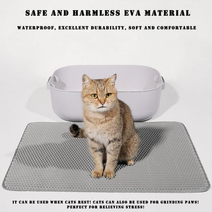 Cat Litter Mat, Double Layer Cat Litter Box Mat (35x24 Inch, Khaki)