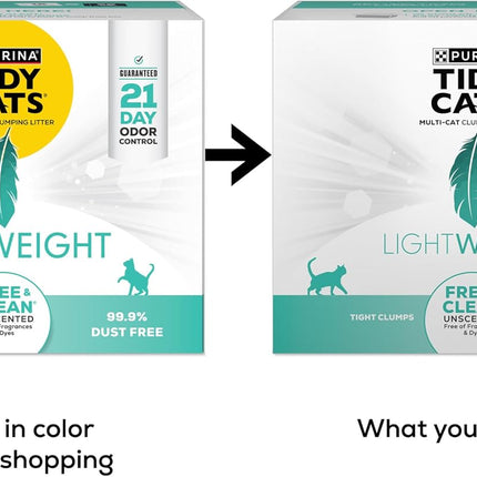 Purina Tidy Cats Lightweight Free and Clean Unscented, Multi-Cat, Clumping, 99.9 Percent Dust Free Cat Litter - 12 lb. Box