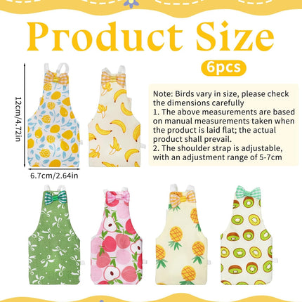 6 Pcs Bird Diapers, Parrot Diaper Reusable with Waterproof Lining, Washable for Cockatiel Budgie Lovebird Parakeet Canary, 4.72x2.64 Inches (Colorful)