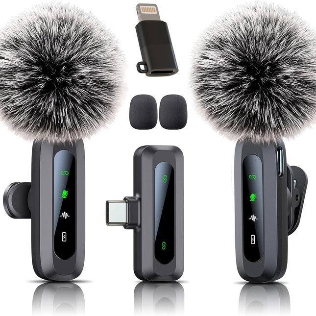 Wireless Mini Microphone for iPhone 15/16, iPad, Android, Wireless Lavalier Microphone with Noise Reduction, Portable USB C Lapel Mic for Video Recording, Vlog, Tiktok, YouTube