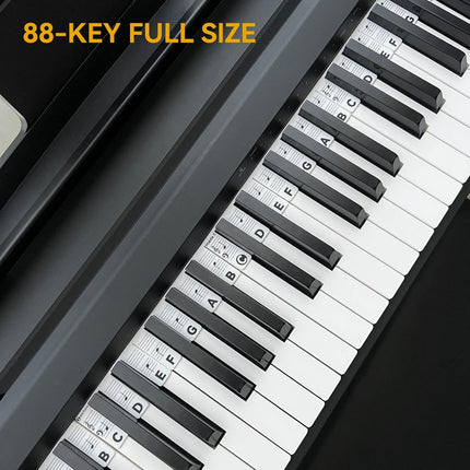 Piano Notes Guide for Beginner, Removable Piano Keyboard Note Labels for Learning, 88-Key Full Size, Made of Silicone, No Need Stickers, Reusable and Comes with Box (Classic Black）