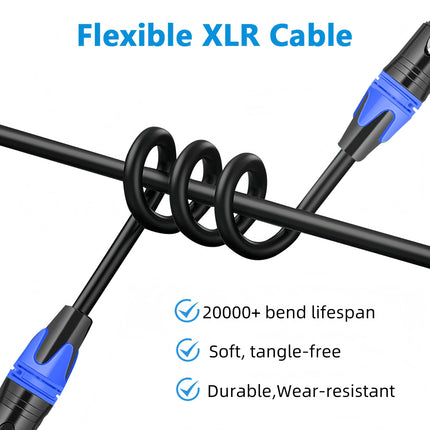 XLR Cables 25ft 4 Pack, Balanced Microphone Cable Gold-Plated 3 Pin