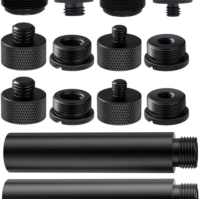 14 Pack Microphone Stand Adapter AluminumAlloy with Extension Tube,3/8 to