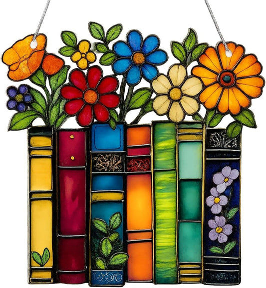 Book Lovers Faux Stained Glass Hanging Ornament