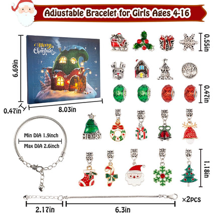 Christmas Countdown Advent Calendar Bracelets 2026 for Kids Girls Gift
