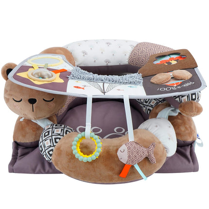 2-in-1 Tummy Time Mat & Seated Support Pillow,Baby Tummy Time Pillow Support for Newborns and Older Babies,with Detachable Support Pillow and Toys Bear