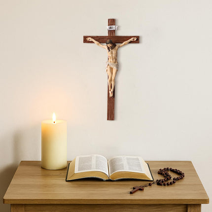 Crucifix Wall Cross 10 Inch,Jesus Cross Home Décor,Jesus Statue Catholic Hanging Cross for Wall Art,Religious Wall Crucifix Decor,Crucifijos Catolicos