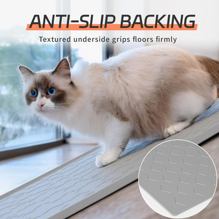 Silicone Cat Litter Mat, 24"x16", Raised Edge Waterproof, Grey
