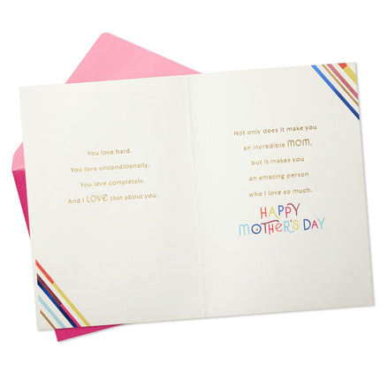 Hallmark Romantic Mother's Day Card for Wife, Girlfriend or Partner (I Love the Way You Love) Rainbow Lettering on White