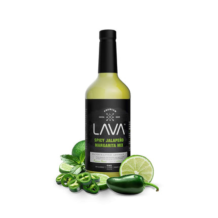 LAVA Premium Spicy Jalapeño Margarita Mix by LAVA Craft Cocktail Co., Made with Real Jalapeños, Agave Nectar, Key Limes, Lots of Flavor and Ready to Use, 1-Liter Glass Bottle