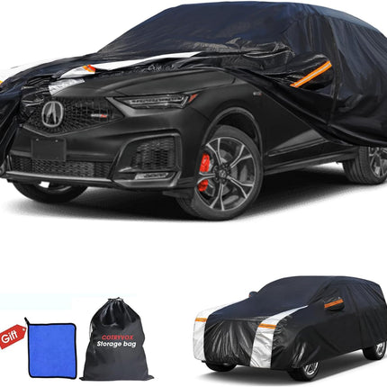 Multi-Layer Car Cover Custom Fit for Acura MDX(2007-2026), 100% Waterproof All Weather for Automobiles, Gift with Towel, Heavy Duty Car Covers for Rain Sun UV Protection with Door Zipper