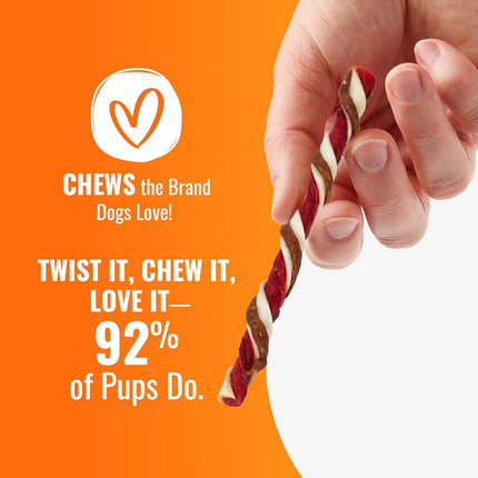 GOOD 'N' FUN Triple Flavor Twists with Bully Chews, High-Protein Dog Treat for All Adult Dogs, Made with Real Chicken, Beef Hide, Pork Hide, Bully & Beef Liver Flavor, 6 Count