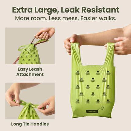 Large Dog Poop Bags with Handles, Fresh Scent, Extra Thick, 300 Bags - photo 2