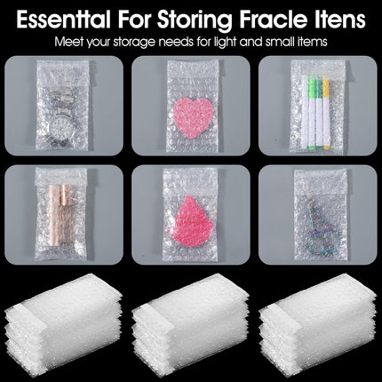 SHENLIU 300 Pcs 3 x 5 Inch Plastic Bubble Wrap Bags, Double Self Sealing Small Bubble Pouch Bag Shockproof Protective Bag for Moving and Storage Shipping Packaging Small Business