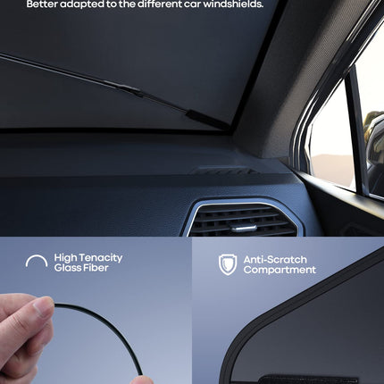 Parasol de sombrilla para parabrisas de auto - Cubierta plegable para parabrisas, recubrimiento UV de 5 capas, 52"x31" protección térmica para ventana delantera, para parabrisas de auto sedán, SUV