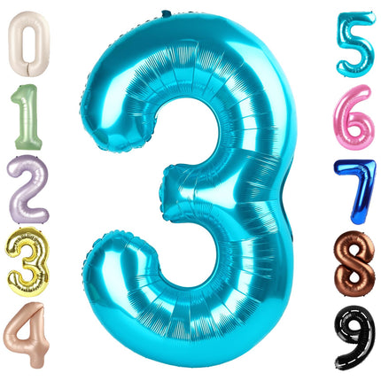 Number Balloons 5 Balloon Blue Birthday Decorations for Men Party, 40 Inch