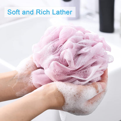 Loofah Sponge 60g/Piece, Exfoliating Bath Sponge Body Scrubber, Loofa Set of 4 - White Grey-Pink-Army - photo 2