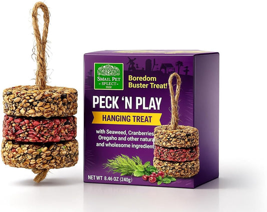 Hanging Chicken Treat Ring with Coconut Fiber Hanger, Seeds, Oats, Herbs and Fruit