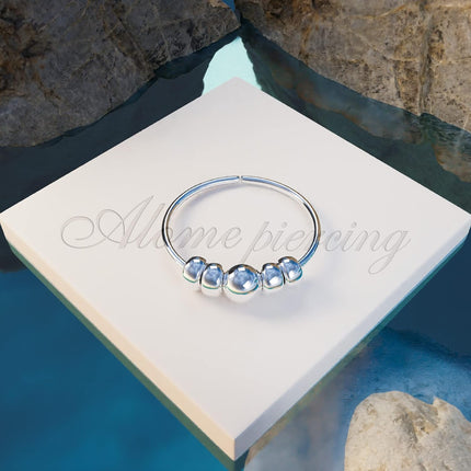 925 Sterling Silver & 14K Gold Filled Nose Ring Hoop Handmade Piercing Jewelry For Women - 24 Gauge 2mm,7mm Tiny Nose Ring with Opal - Gift Ready