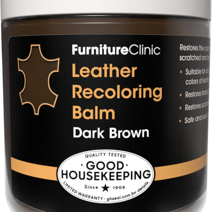The Original Leather Recoloring Balm by Furniture Clinic - Dark Brown Leather Dye for Furniture, Couches & Car Seats - Restore Scratched, Faded, & Damaged Surfaces