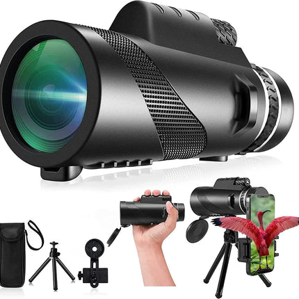 Monocular-Telescope 80x100 High Powered Monoculars High Definition for Adults High Powered with Smartphone Adapter Telescope Hunting Wildlife Bird Watching Travel Camping Hiking-Black