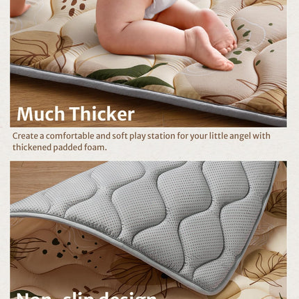 Blissful Diary Baby Play Mats for Floor, 50x50 Playpen Mat, Thick Cushioning Padding Foam Playmat for Baby and Toddlers Infants, Non-Slip & Machine Washable, Earth Tones Design