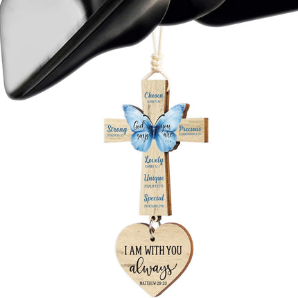 Cross for Car Mirror Hanging, Rear View Mirror Accessories - Scan Phone for Daily Bible Verse, Christian Car Accessories Charm, Jesus, Easter, Religious, Christian Gifts for Men, Women