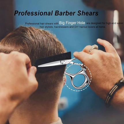 Hair Cutting Scissors 5.5", Professional Barber Shears with Sharp Convex Blades, Cobalt Alloy Steel Hair Shears,Haircut scissors for Salon Stylists & Home Use - Silver
