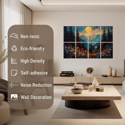 FurnoFlexArt Acoustic Panels Tiles Decorative Room Sound Proof Foam Absorbing Panels Noise Dampening Canceling Reducing Blocker for Walls (Wildflower Woods, 48 * 32 in)