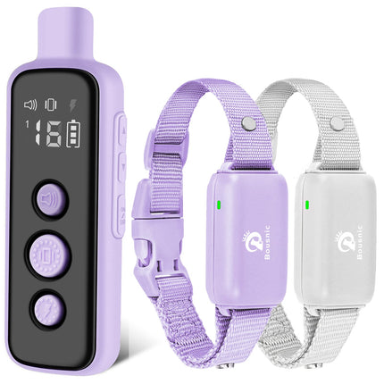 Dog Shock Collar for 2 Dogs - (8-120lbs) Waterproof Rechargeable Electric Dog Training Collar with Remote for Small Medium Large Dogs with Beep Vibration Safe Shock Modes(Grey)