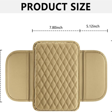 Stacool Upgraded Car Center Console Cover,Microfiber Leather Car Armrest Cover Cushion with 2 Storage Bags,Universal Car Armrest Storage Box (Beige)