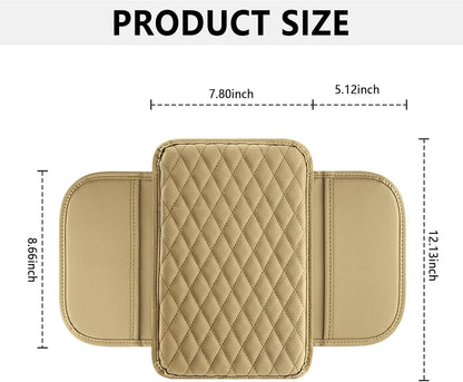 Upgraded Car Center Console Cover,Microfiber Leather Car Armrest Cover Cushion with 2 Storage - photo 2