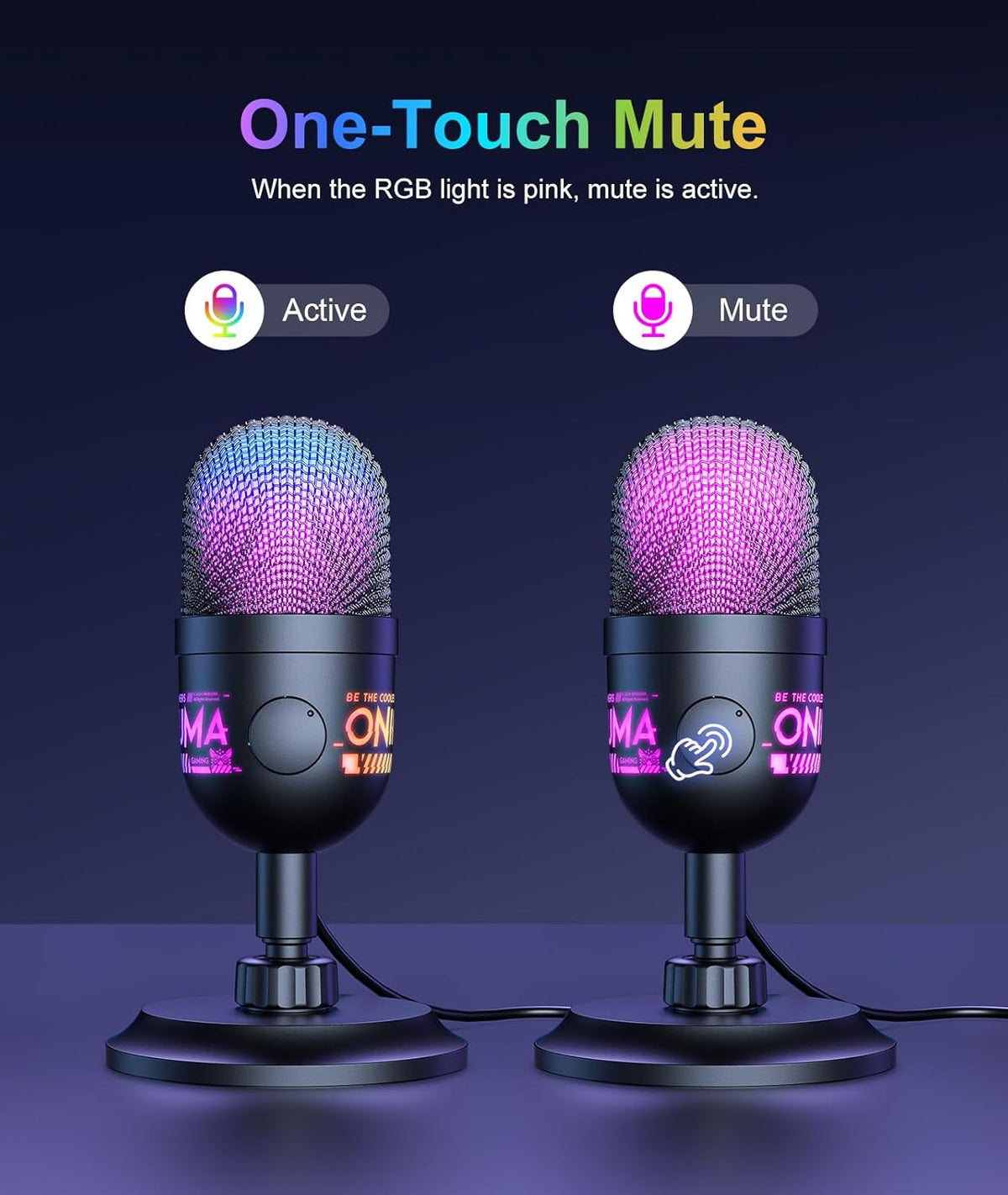 USB Gaming Microphone, RGB Condenser Mic for PC PS4 PS5 Mac - photo 4