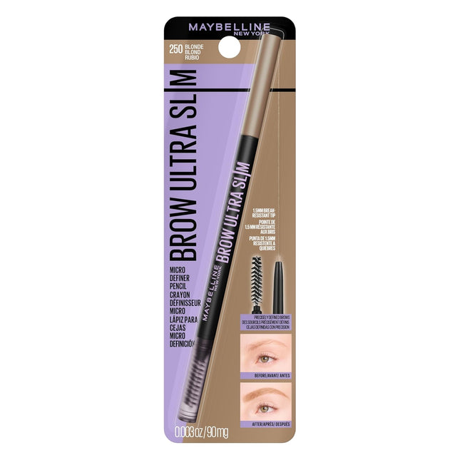 Ultra Slim Eyebrow Makeup, Brow Pencil with Precision Tip and Spoolie for Defined Eyebrows, Blonde, 1 Count, Packaging