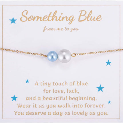 MIXJOY Something Blue Anklet for Bride, Elegant White Blue Pearl Jewelry for Wedding Day, Bridal Shower, Bachelorette Party