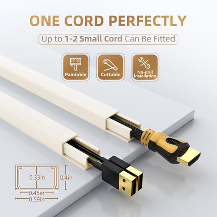 Delamu Beige Cord Hider, 85in Cord Covers for Wires on Wall, One-Cord Cable Hider, Wire Hiders Wire Covers for TV Cords on Wall, Easy Mount Cable Cover Management Kit, 6X L14.2 W0.59 H0.4in, Beige