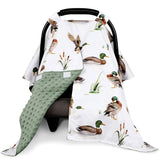 Green Peekaboo Infant Car Seat Cover for Baby Boys